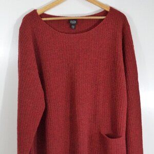 Eileen Fisher soft comfy brick red wool blend pullover sweater women plus sz 3X